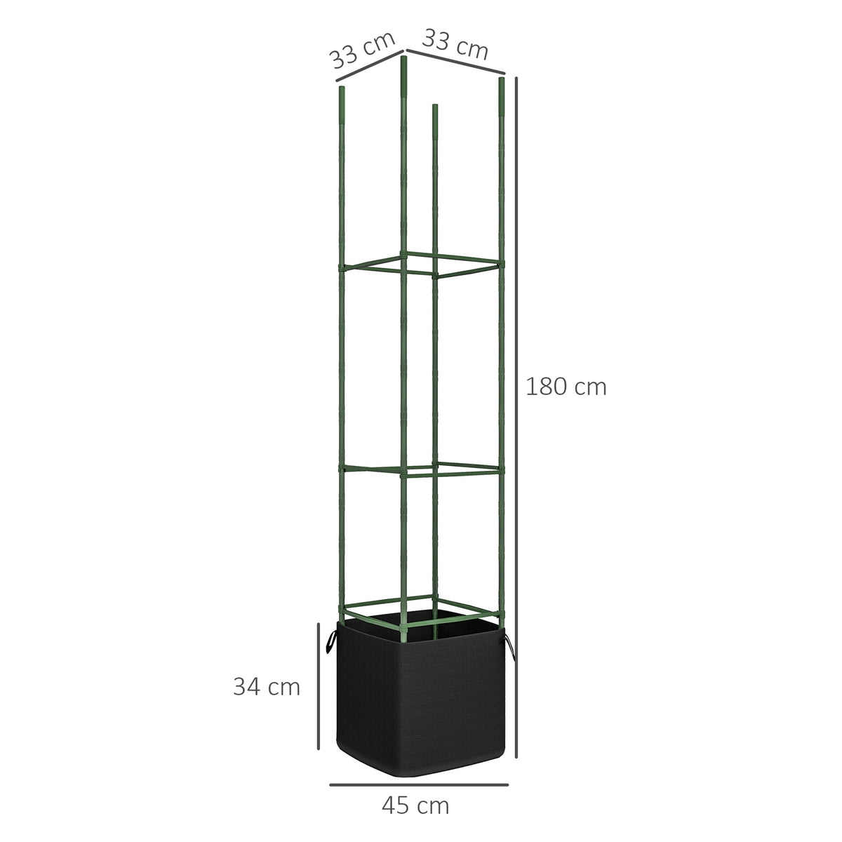 Set Of 2 Trellis With Grow Bag, Flower Trellis, Trellis, Plant Scaffold, Tomato Cage For Climbing Plants, Steel, Green