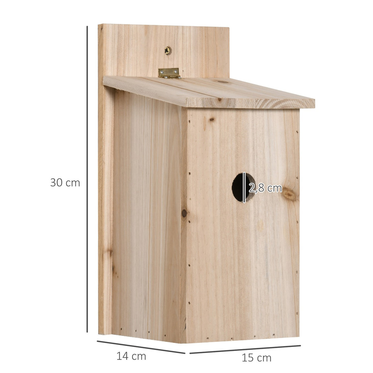 Set Of 2 Wild Bird Nesting Boxes For Small Birds Wooden Bird House Bird Feeder Natural 15 X 14 X 30 Cm
