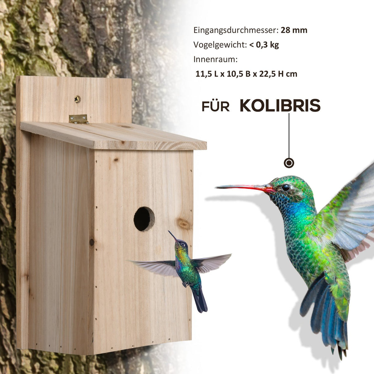 Set Of 2 Wild Bird Nesting Boxes For Small Birds Wooden Bird House Bird Feeder Natural 15 X 14 X 30 Cm