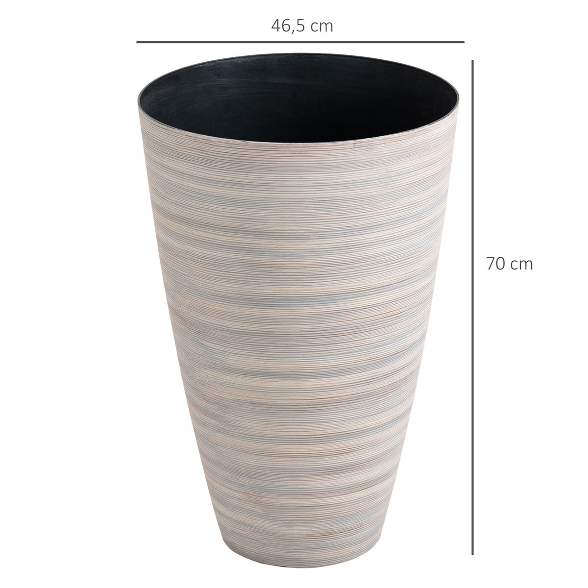 Set Of 3 Flower Pots, Flower Pots, Diameter 46.5 Cm, Height 70 Cm, Plant Pots, Flower Pots, Sturdy Plastic, Cream White