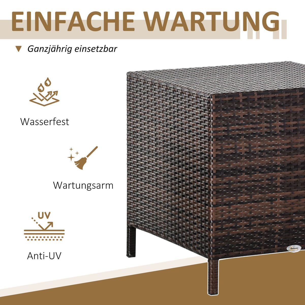 Set Of 3 Side Tables Polyrattan Coffee Tables Brown 40X40X40/50X50X50/60X60X60Cm