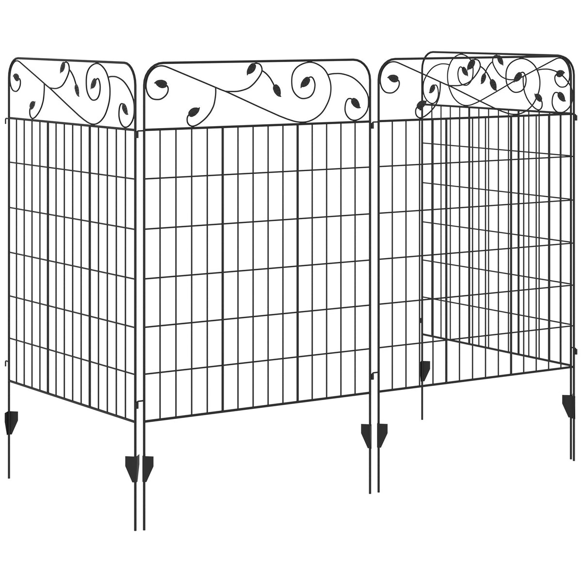 Set Of 4 Garden Fences 3.52 X 1.1 M Decorative Mesh Fence Mesh Wire Mesh Fence For Garden Balcony Metal Black