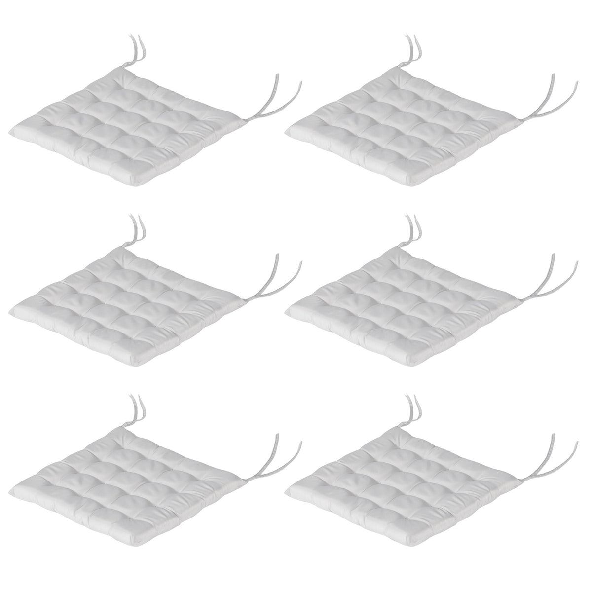 Set Of 6 Seat Cushions Chair Cushions With Ties Seat Pad Cushion For Indoor, Outdoor, Light Grey, 40 X 40 X 4 Cm