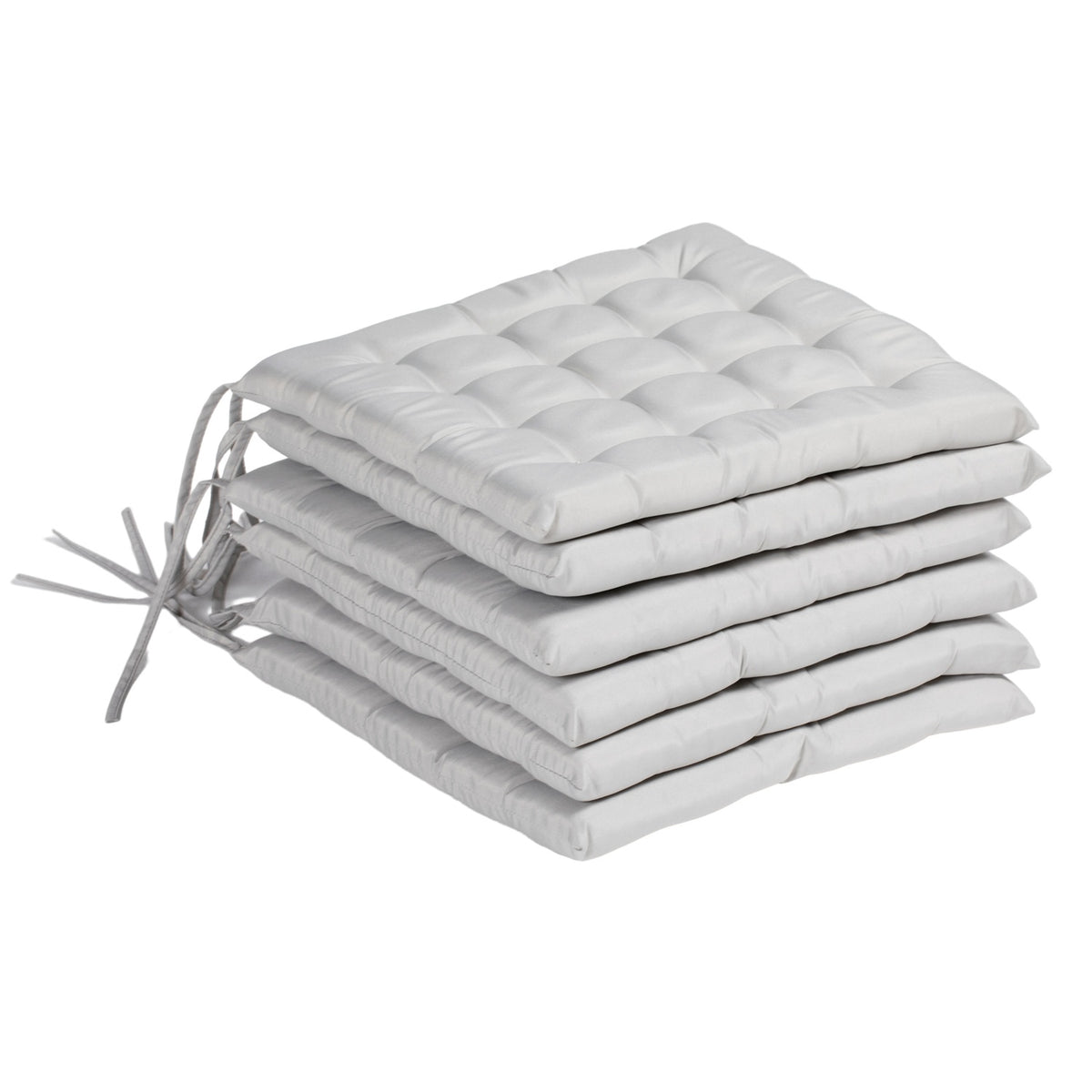 Set Of 6 Seat Cushions Chair Cushions With Ties Seat Pad Cushion For Indoor, Outdoor, Light Grey, 40 X 40 X 4 Cm