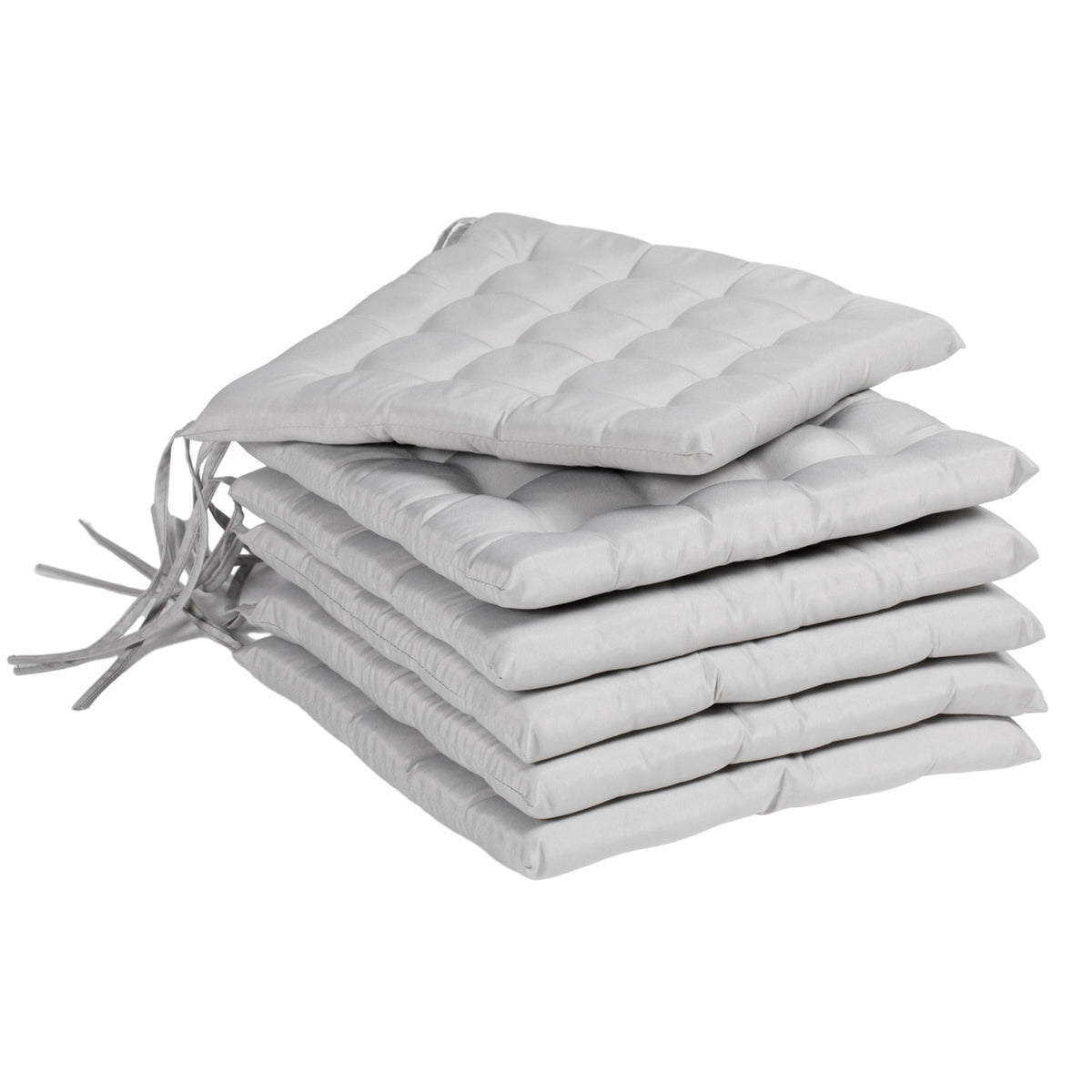 Set Of 6 Seat Cushions Chair Cushions With Ties Seat Pad Cushion For Indoor, Outdoor, Light Grey, 40 X 40 X 4 Cm