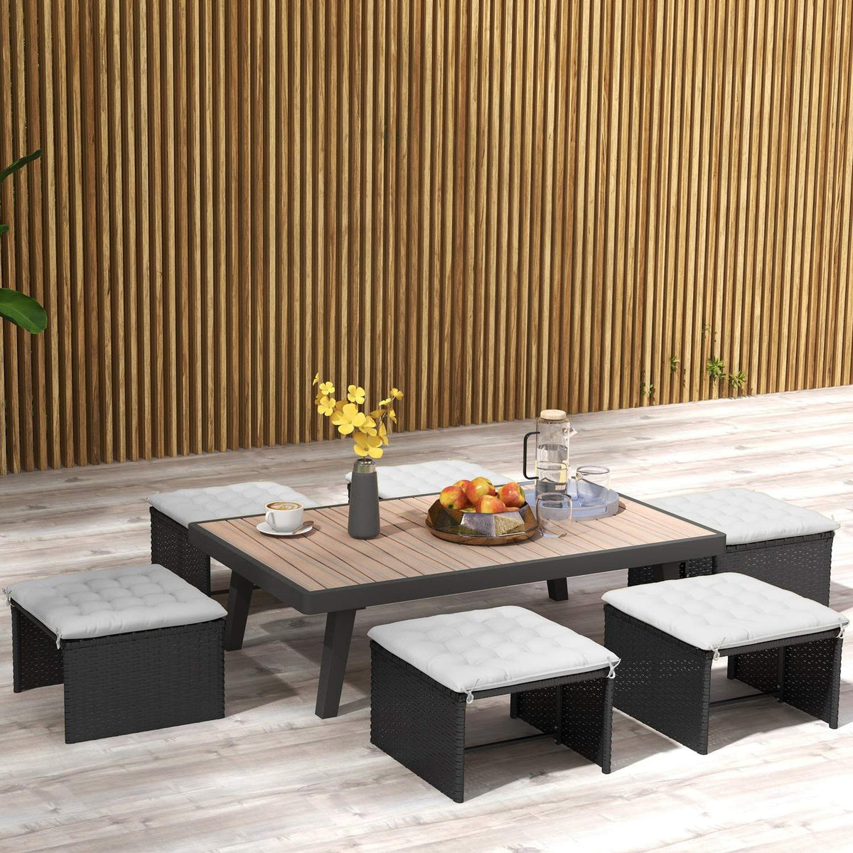 Set Of 6 Seat Cushions Chair Cushions With Ties Seat Pad Cushion For Indoor, Outdoor, Light Grey, 40 X 40 X 4 Cm