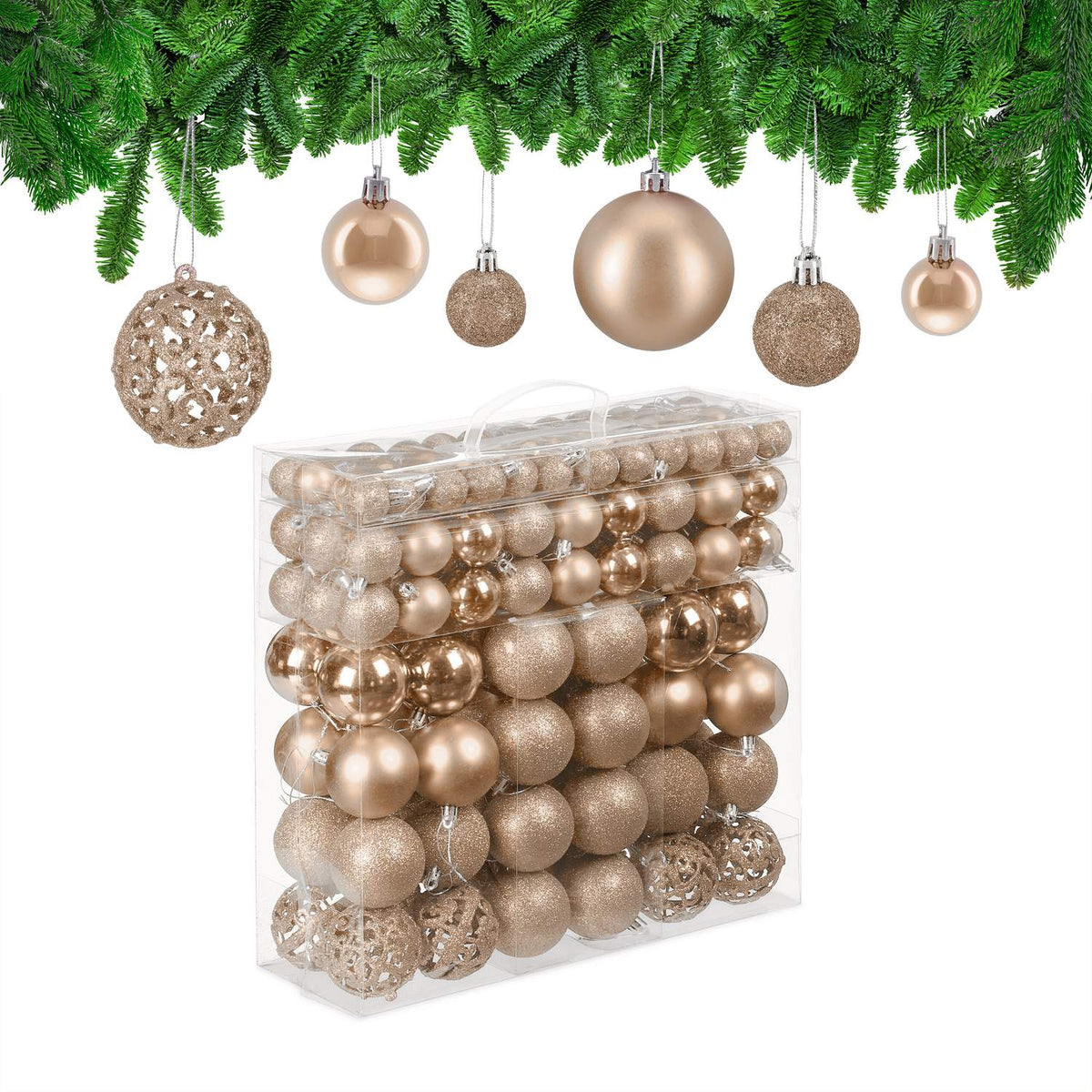 Set of 150 Christmas Baubles – Mixed Finishes