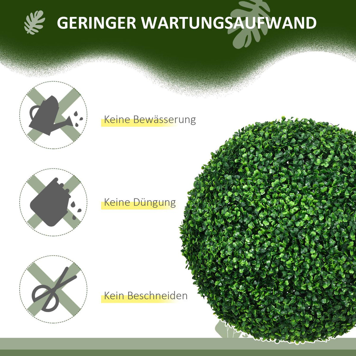 Set of 2 Artificial Boxwood Balls 50 cm Artificial Plants, Plastic Artificial Plants Boxwood Ball, Fake Plant for Living Room Bedroom Office Garden Modern Decoration Gift