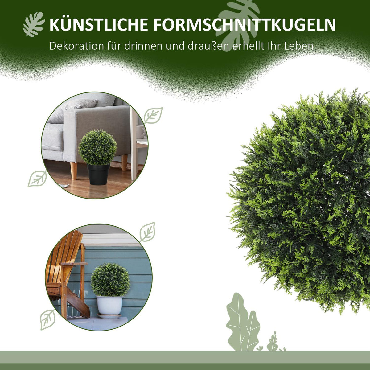 Set of 2 Artificial Cedar, 45cm Houseplant, Artificial Plant, Decorative Plant, Decorative Plants for Home, Office, Hallway, Garden, Green