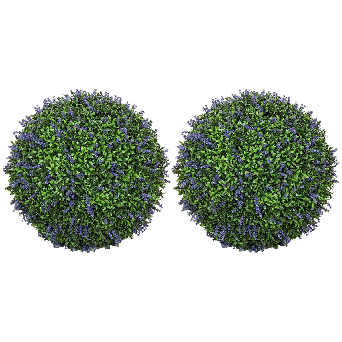Set of 2 Artificial Lavender, 42 cm Houseplant, Artificial Plant in Ball Shape, Large Decorative Artificial Flowers for Home, Office, Hallway, Garden, Purple + Green