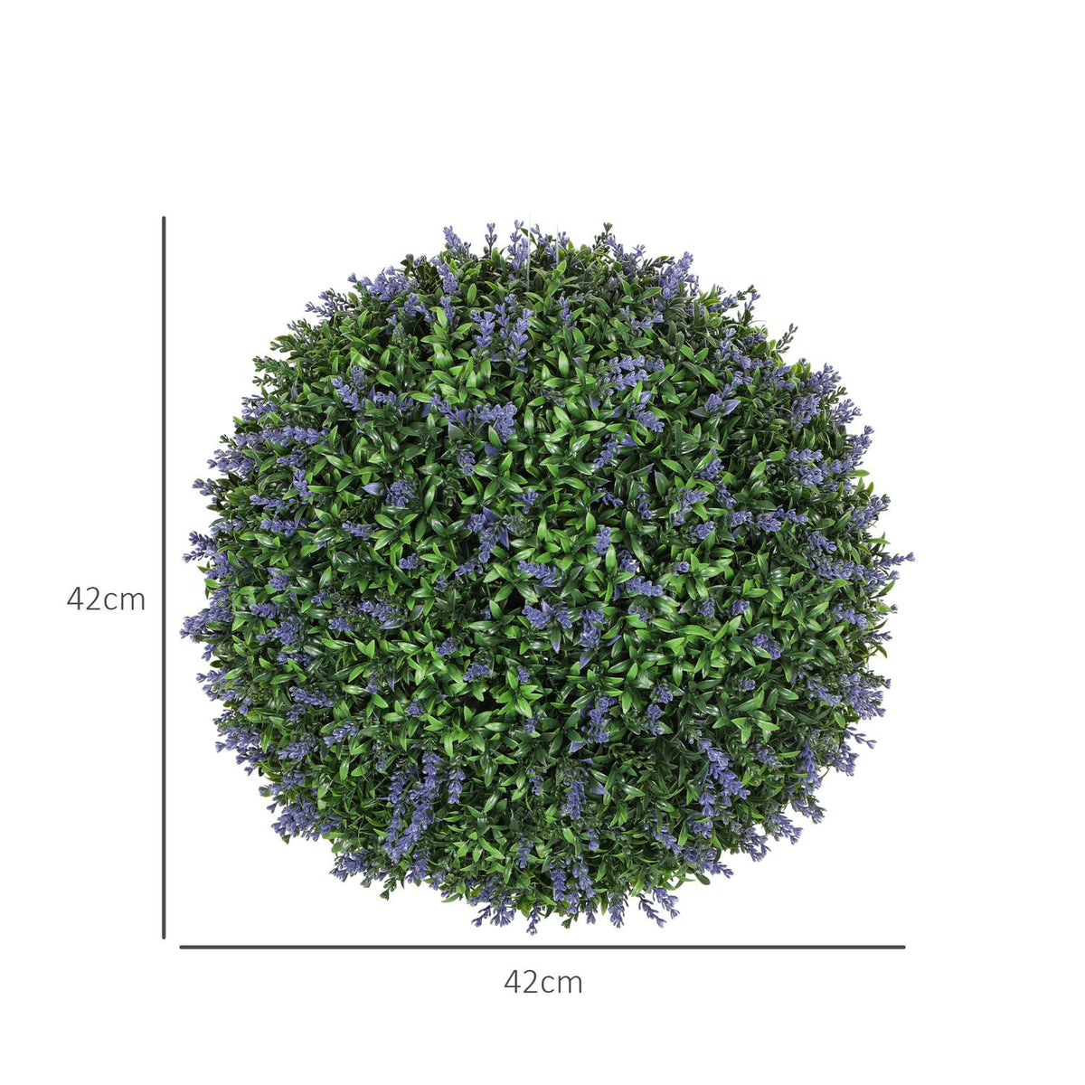Set of 2 Artificial Lavender, 42 cm Houseplant, Artificial Plant in Ball Shape, Large Decorative Artificial Flowers for Home, Office, Hallway, Garden, Purple + Green