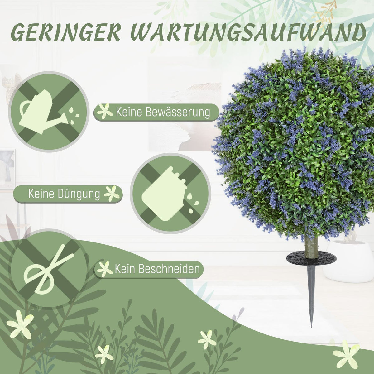 Set of 2 Artificial Lavender 60 cm Artificial Plants with UV Protection Artificial Plant Like Real with Ground Stakes for Bedroom Living Room Office Garden Modern Decoration |