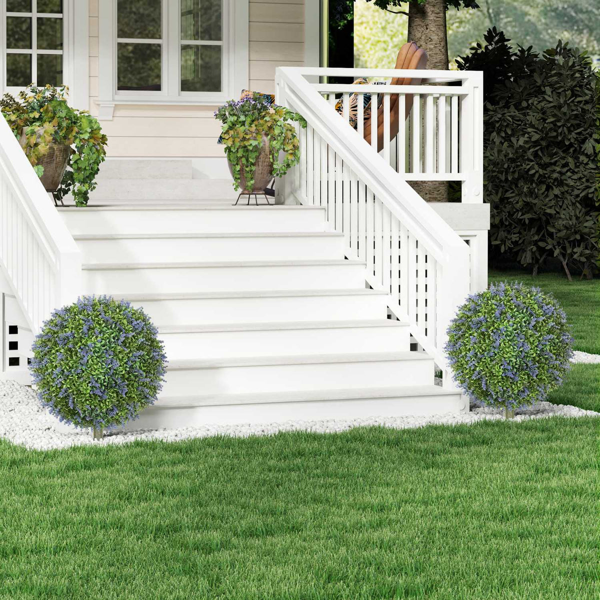 Set of 2 Artificial Lavender 60 cm Artificial Plants with UV Protection Artificial Plant Like Real with Ground Stakes for Bedroom Living Room Office Garden Modern Decoration |