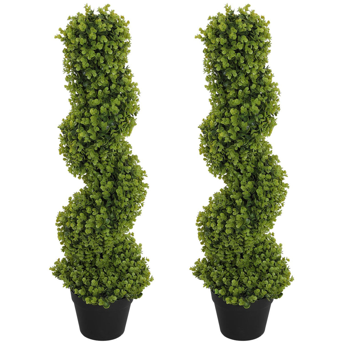 Set of 2 Artificial Spiral Eucalyptus 90cm Houseplant Artificial Plant Large Decorative Plants in Pot for Home Office Hallway Garden Green