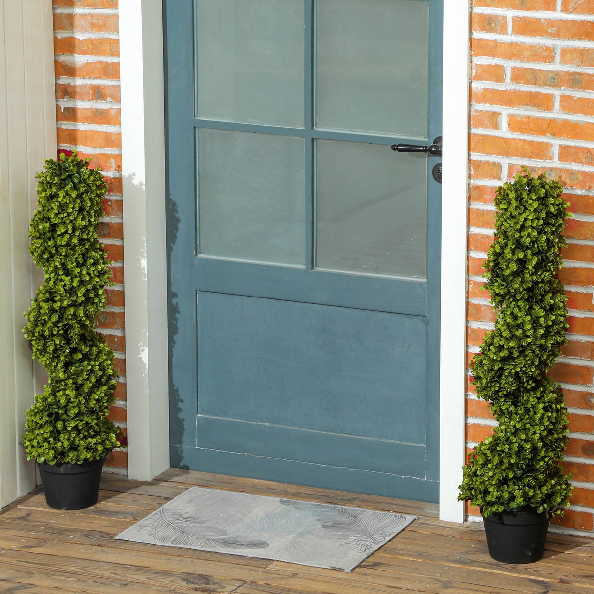 Set of 2 Artificial Spiral Eucalyptus 90cm Houseplant Artificial Plant Large Decorative Plants in Pot for Home Office Hallway Garden Green