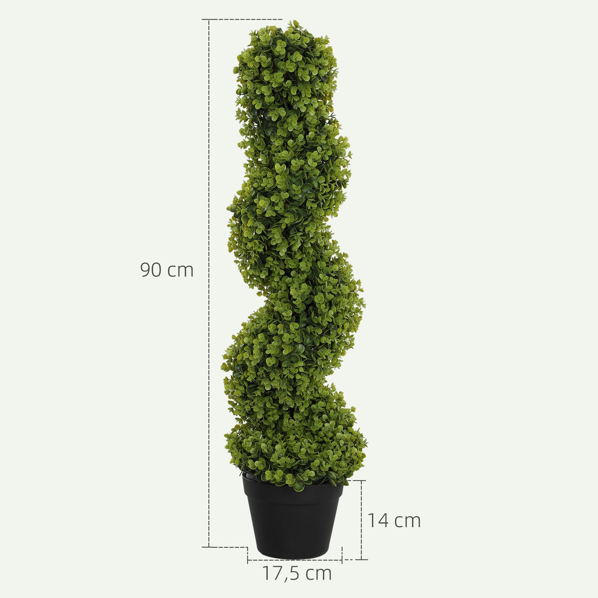 Set of 2 Artificial Spiral Eucalyptus 90cm Houseplant Artificial Plant Large Decorative Plants in Pot for Home Office Hallway Garden Green
