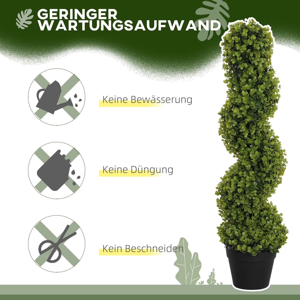 Set of 2 Artificial Spiral Eucalyptus 90cm Houseplant Artificial Plant Large Decorative Plants in Pot for Home Office Hallway Garden Green