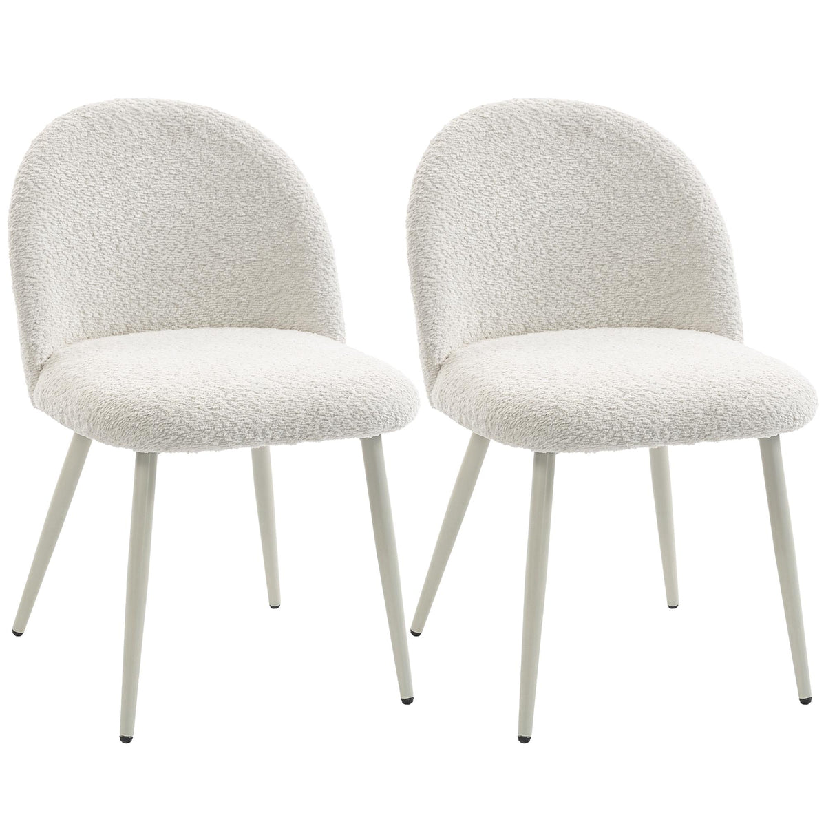 Set of 2 Cream Dining Chairs, Chenille Upholstery, 120kg Capacity