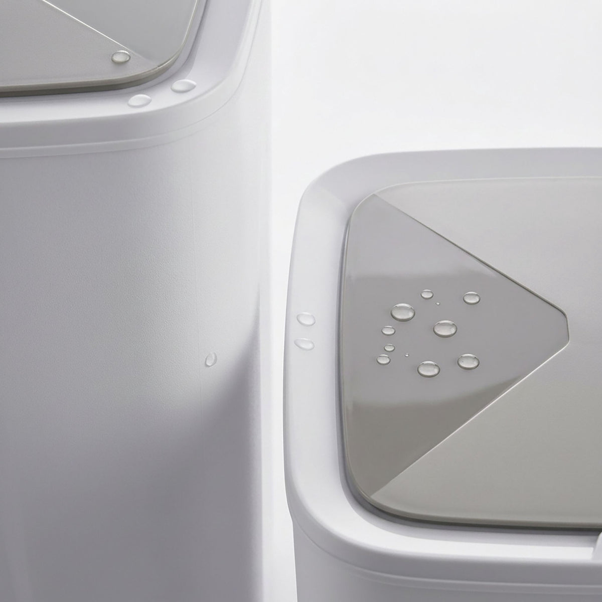 Set of 2 Cream Plastic Sensor Bins, 14L & 16L