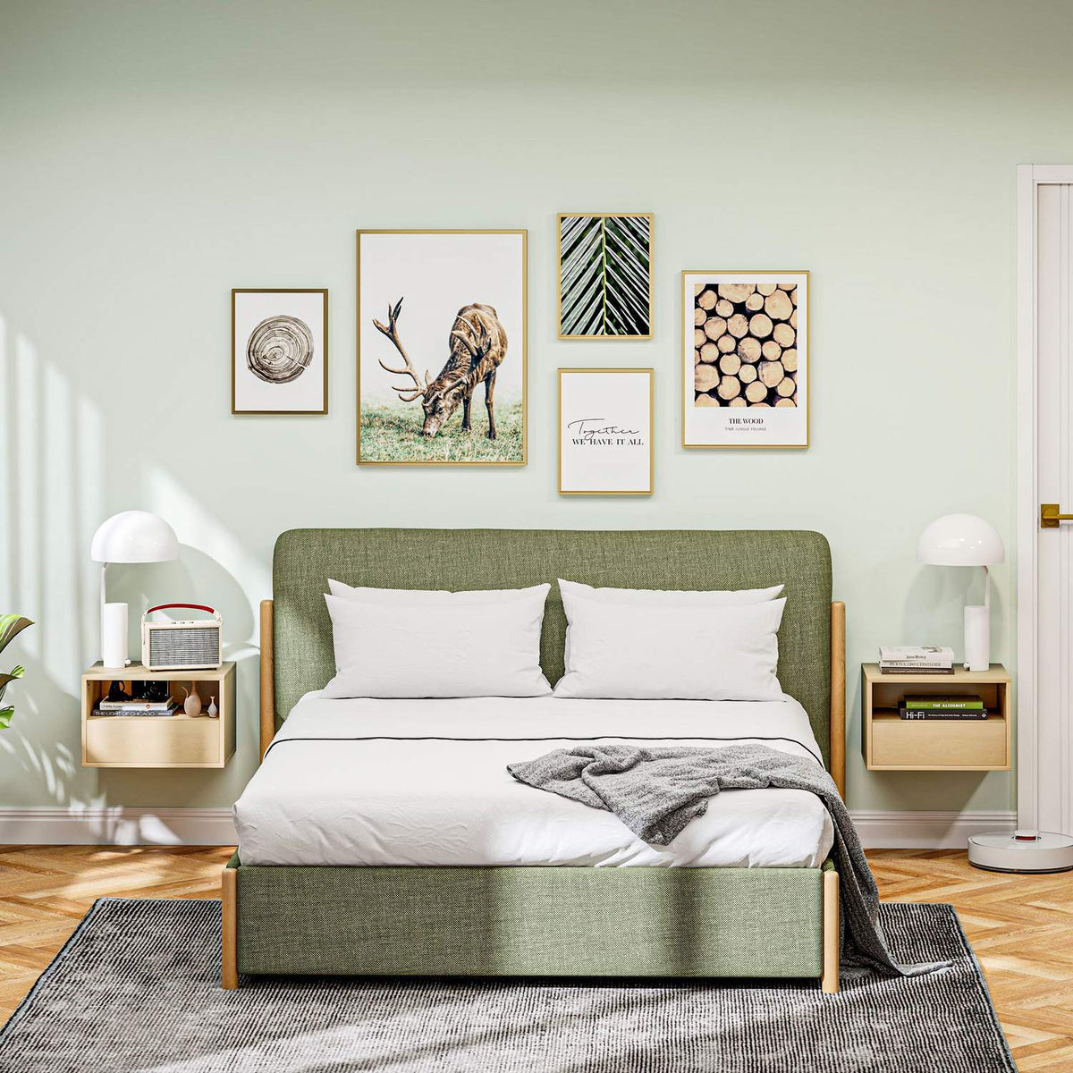 Set of 2 Hanging Bedside Tables, Floating Nightstand with Drawer, Open Shelf, Wall Cabinet for Bedroom, Living Room, 45 x 35 x 27.5 cm, Natural Wood