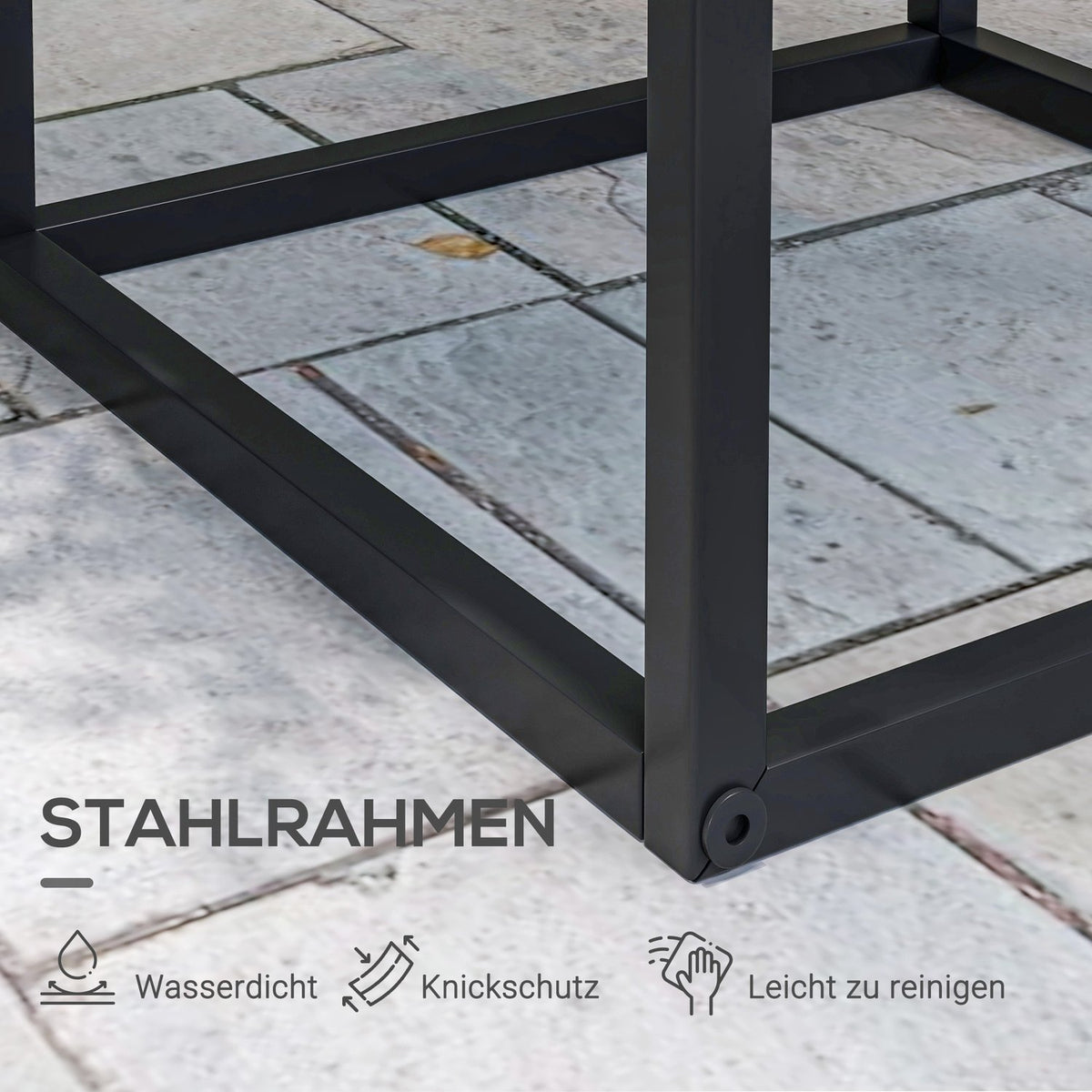 Set of 2 Plant Stands, Plant Stools with Steel Legs, Scandinavian Design, Flower Stand for Garden, Balcony, Black