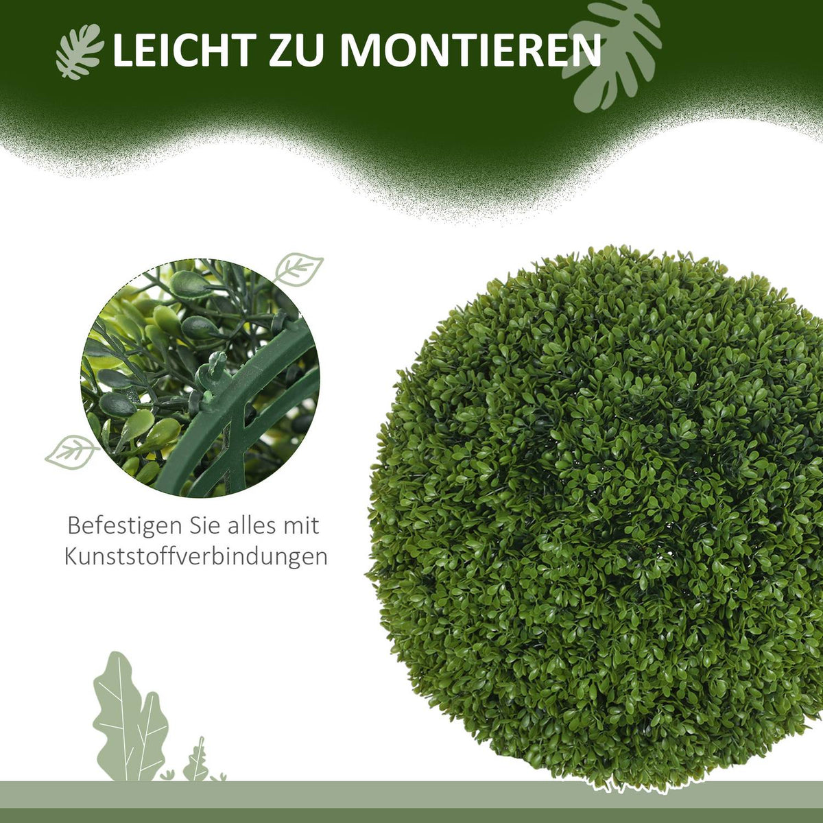 Set of 2 artificial boxwood balls 40 cm artificial plants, plastic artificial plants boxwood balls, fake plant for living room, bedroom, office, garden, modern decoration gift