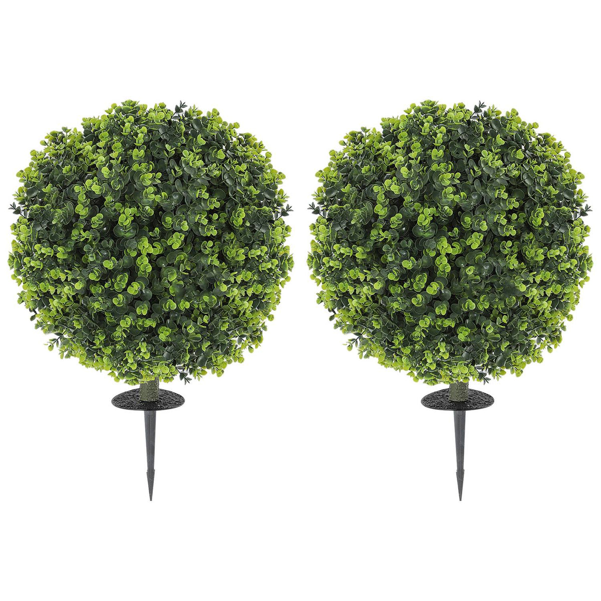 Set of 2 artificial boxwood balls 40 cm artificial plants with ground spike, artificial plants, plastic like real decoration for living room, bedroom, office, garden