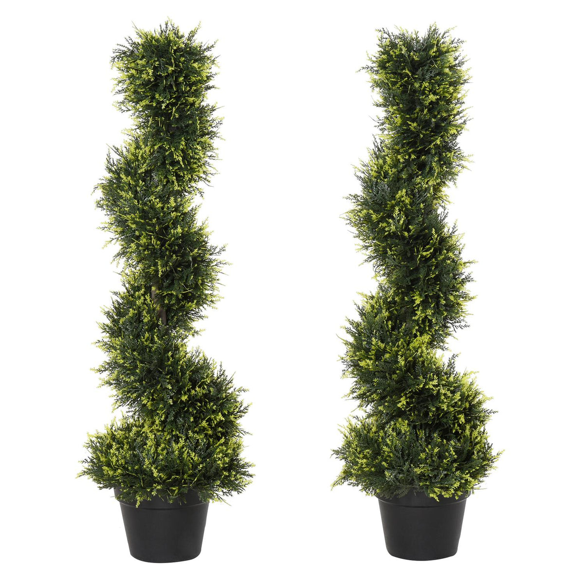 Set of 2 artificial cedar tree large 90 cm artificial plant, plastic artificial plants cedar in pot, spiral plant like real for living room bedroom office garden modern decoration