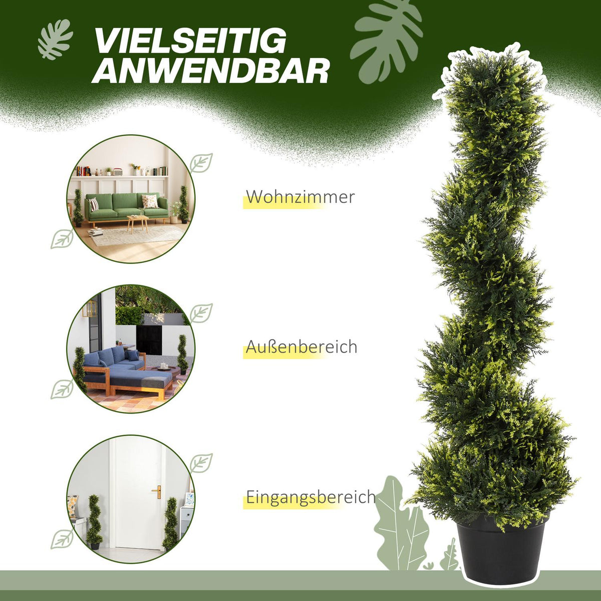 Set of 2 artificial cedar tree large 90 cm artificial plant, plastic artificial plants cedar in pot, spiral plant like real for living room bedroom office garden modern decoration