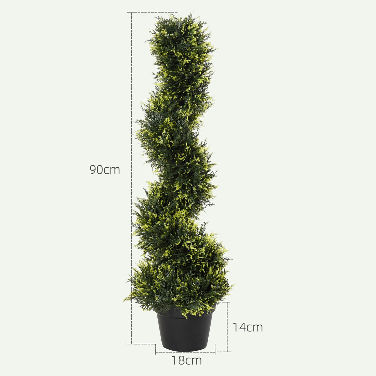 Set of 2 artificial cedar tree large 90 cm artificial plant, plastic artificial plants cedar in pot, spiral plant like real for living room bedroom office garden modern decoration