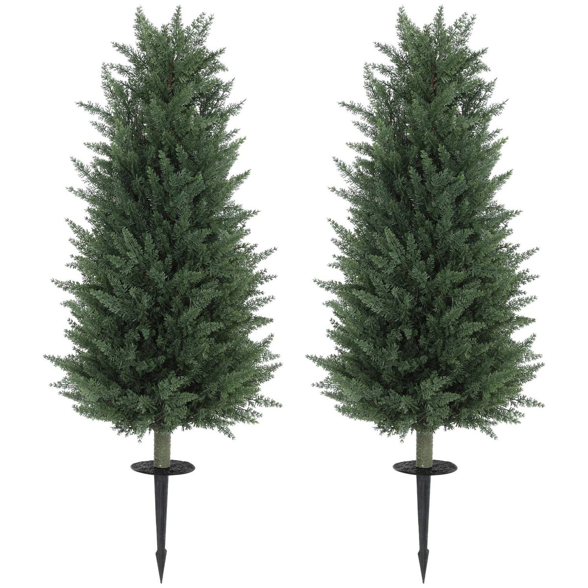 Set of 2 artificial plants, artificial cypresses with 831 leaves each, versatile, green