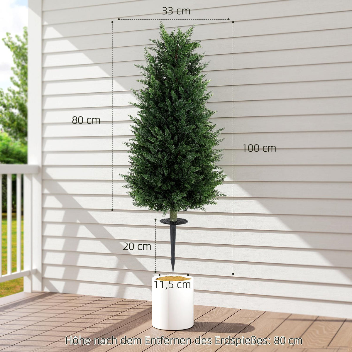 Set of 2 artificial plants, artificial cypresses with 831 leaves each, versatile, green