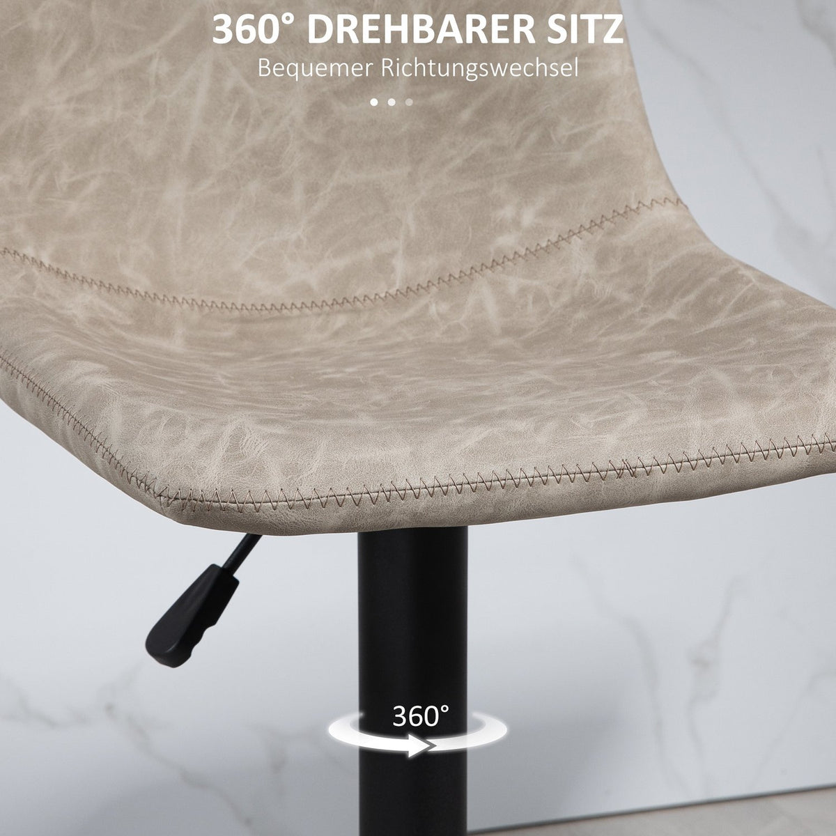 Set of 2 bar stools, bistro stools with footrest, swivel bar chair, height-adjustable kitchen stools with faux leather cover, for living room, dining room, beige