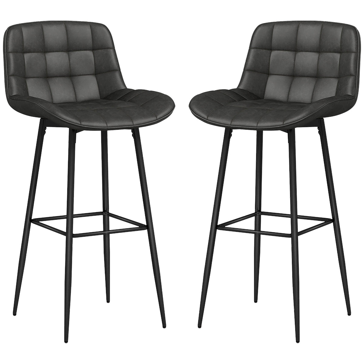 Set of 2 bar stools, bistro stools with footrest, swivel bar chair, kitchen chair with backrest for living room, dining room, dark gray, 48.5 x 48 x 98 cm