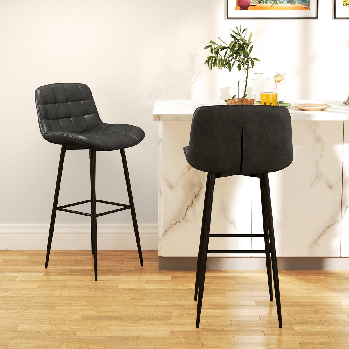 Set of 2 bar stools, bistro stools with footrest, swivel bar chair, kitchen chair with backrest for living room, dining room, dark gray, 48.5 x 48 x 98 cm