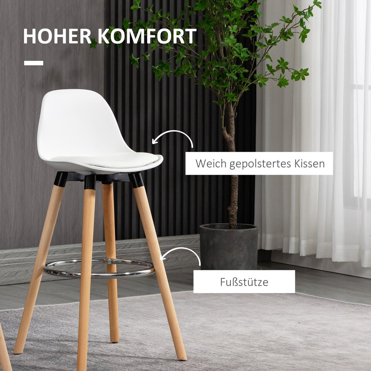 Set of 2 bar stools kitchen stools bar chair with footrests faux leather white 38.5 x 42.5 x 91 cm for dining room kitchen