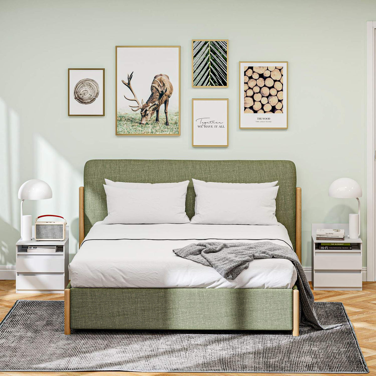 Set of 2 bedside tables with 2 drawers, side table, nightstand with shelf, nightstand for bedroom, living room, approx. 40 x 32 x 50 cm, white