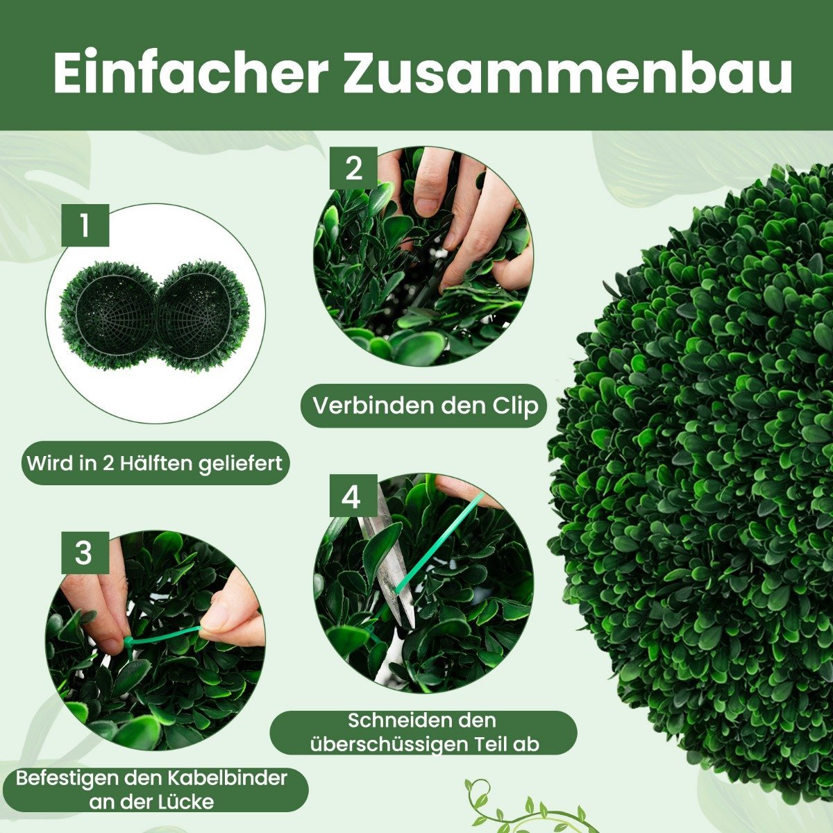 Set of 2 boxwood balls 52 cm boxwood balls UV-resistant topiary artificial plant dark green