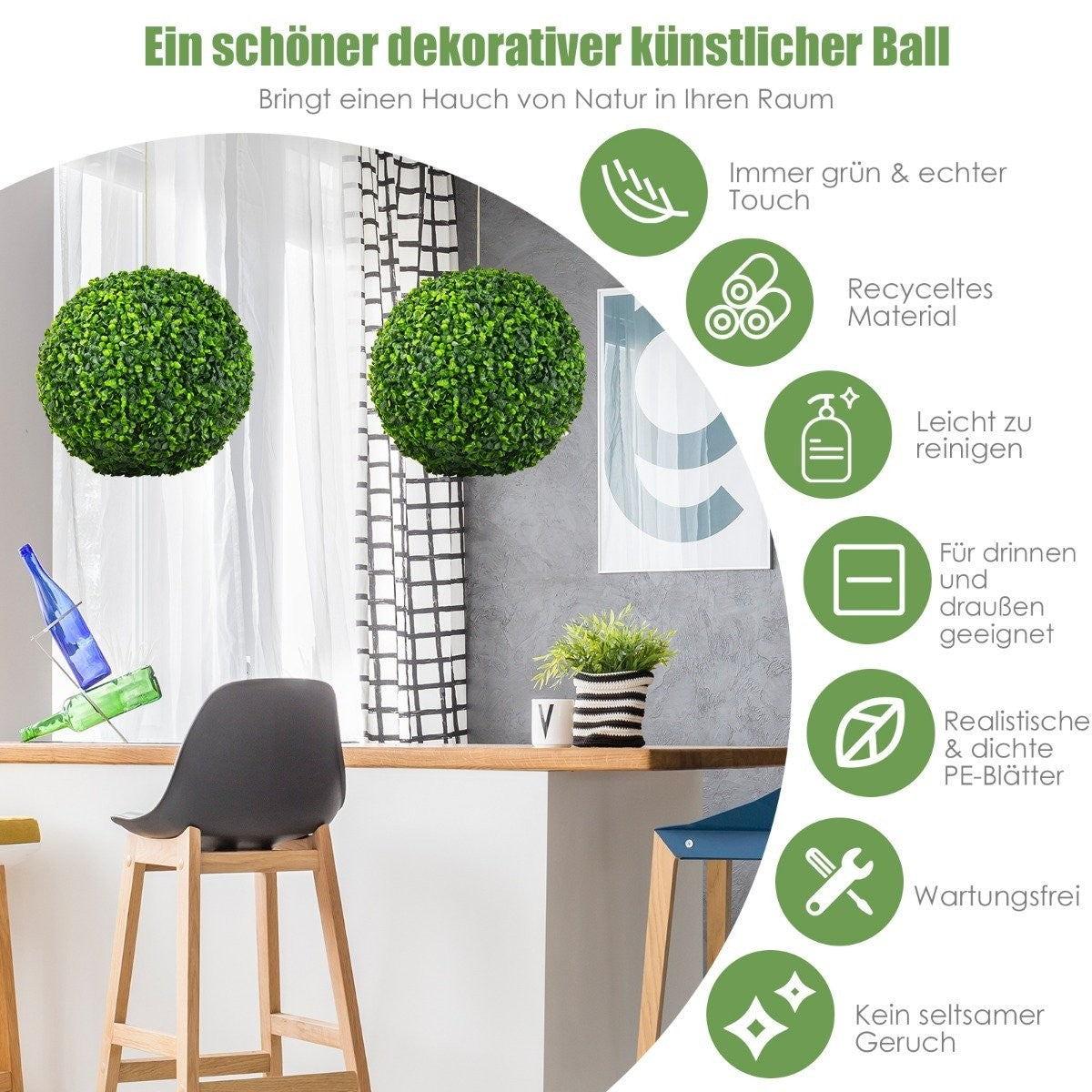 Set of 2 boxwood balls, boxwood balls, UV-resistant topiary, artificial plant, decorative plant