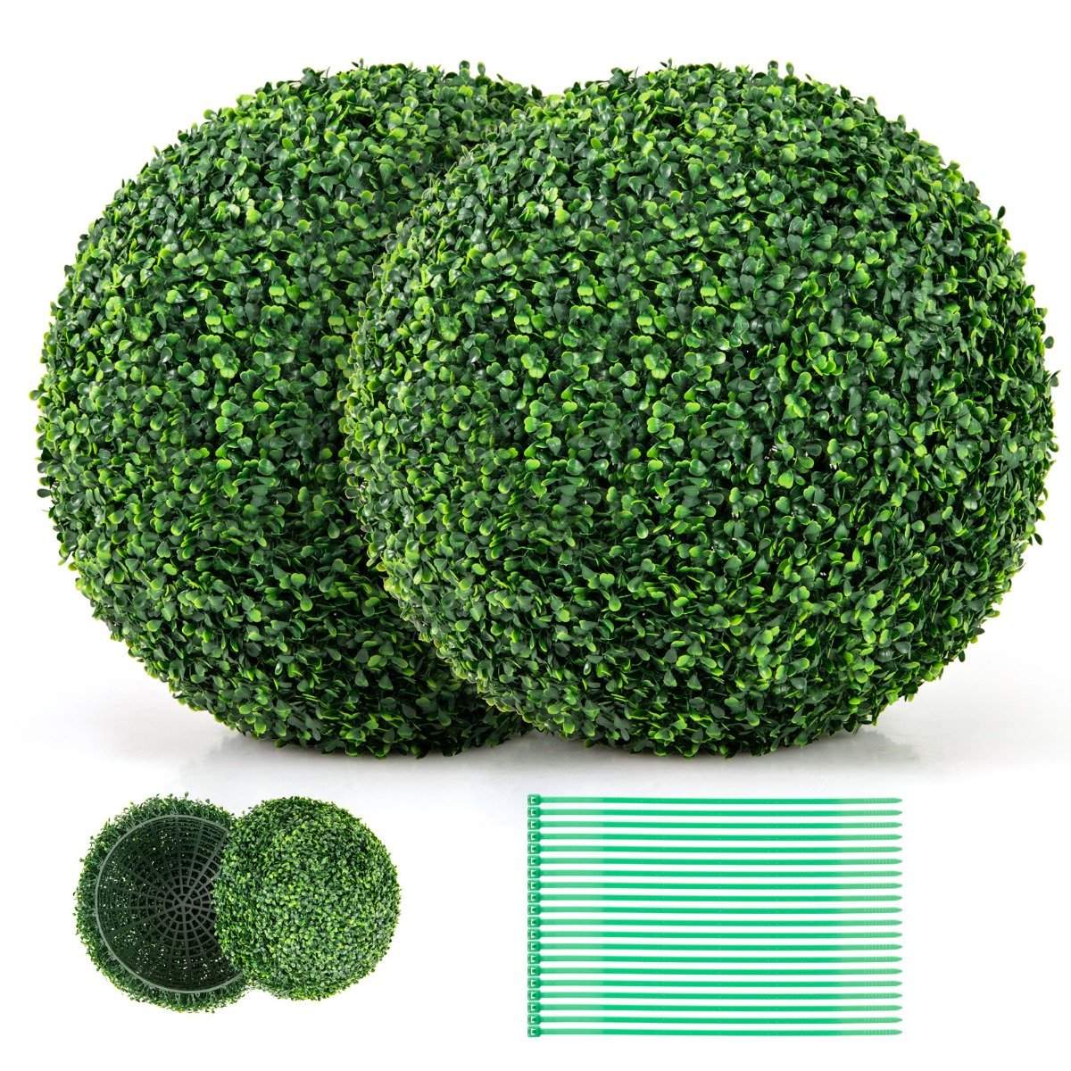 Set of 2 boxwood balls, boxwood balls, UV-resistant topiary, artificial plant, decorative plant, dark green