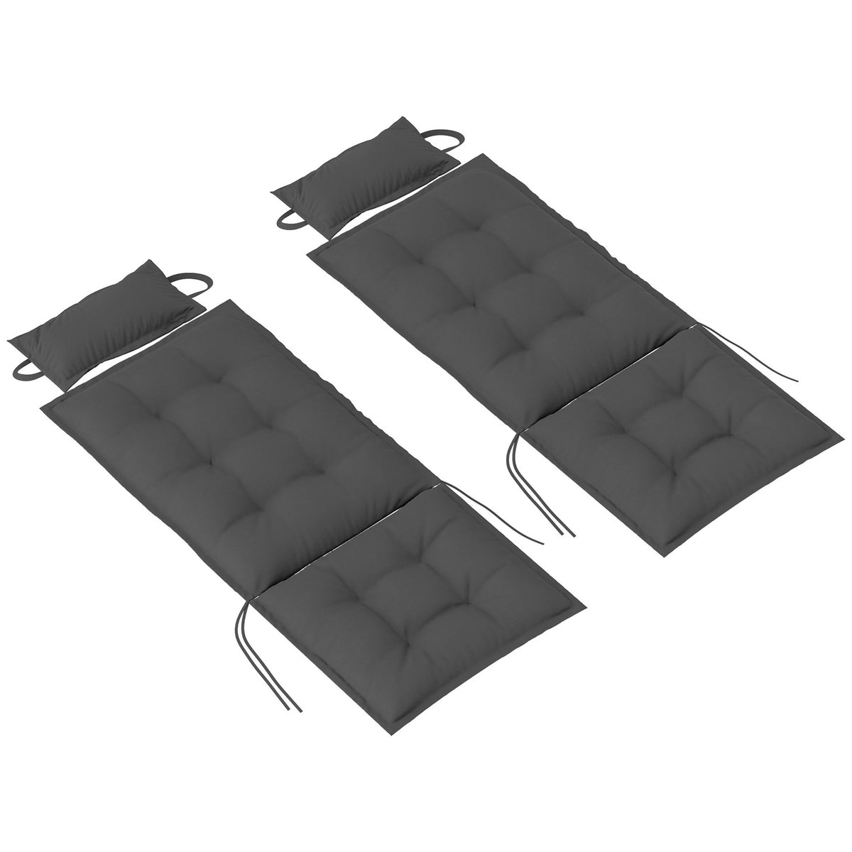 Set of 2 cushions for sun loungers, water-repellent lounger cushions for garden loungers, upholstered cushions for beach loungers, deck chair cushions, cushions for garden furniture cushions, 50 x 116 x 5 cm, dark gray