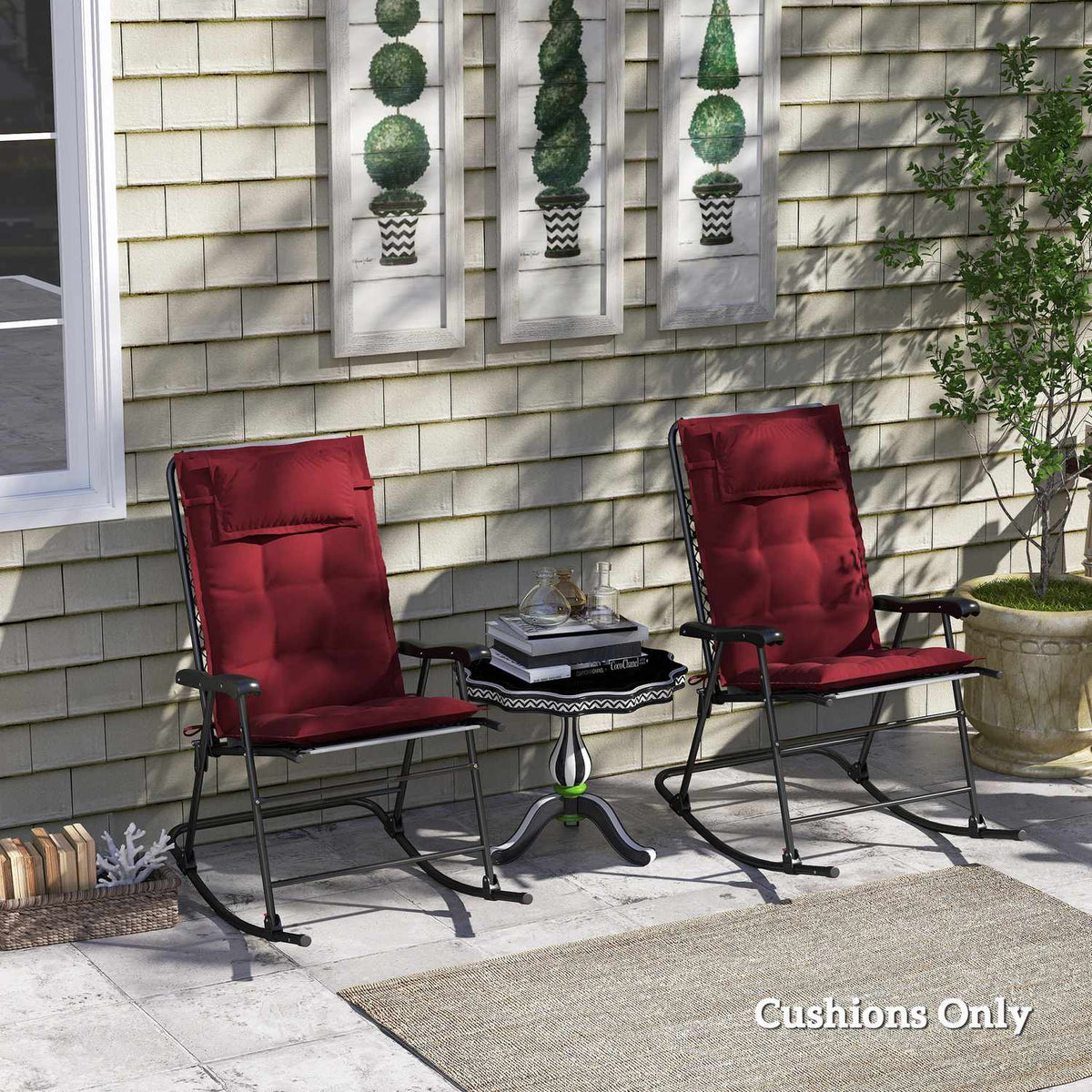 Set of 2 cushions for sun loungers, water-repellent lounger cushions for garden loungers, upholstered cushions for beach loungers, deck chair cushions, cushions for garden furniture cushions, 50 x 116 x 5 cm, wine red