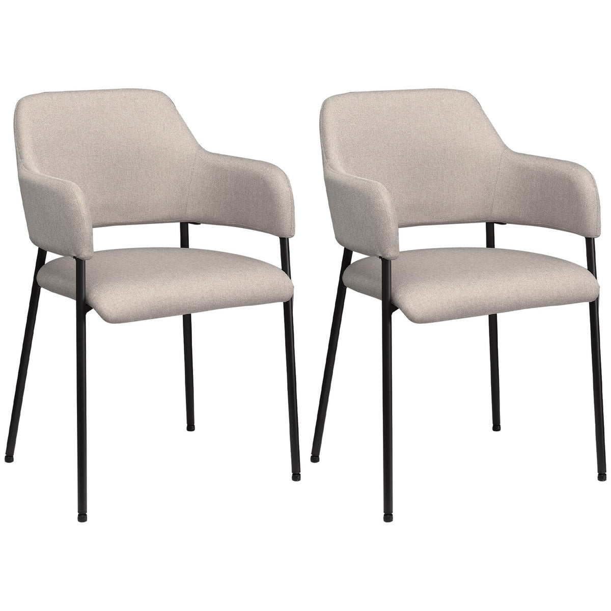 Set of 2 dining chairs, kitchen chairs with backrest, upholstered chairs with steel legs for living room, kitchen, beige, 54 x 54 x 84 cm
