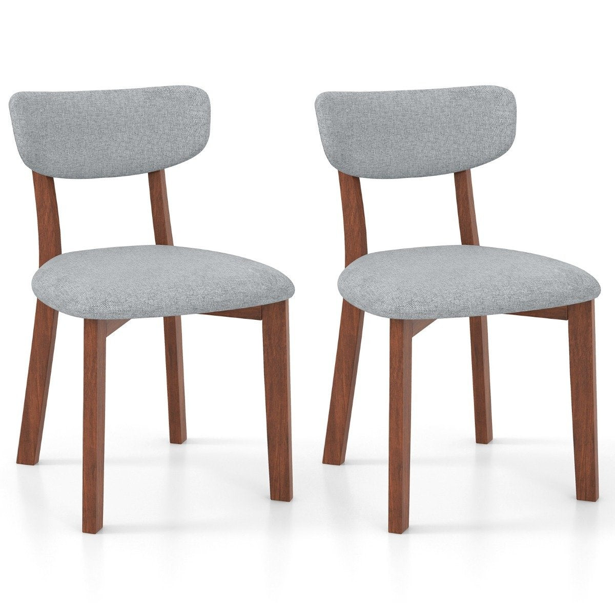 Set of 2 dining chairs, padded kitchen chairs with backrest, rubber wood frame and seat cushions, 51 x 47 x 82 cm, grey