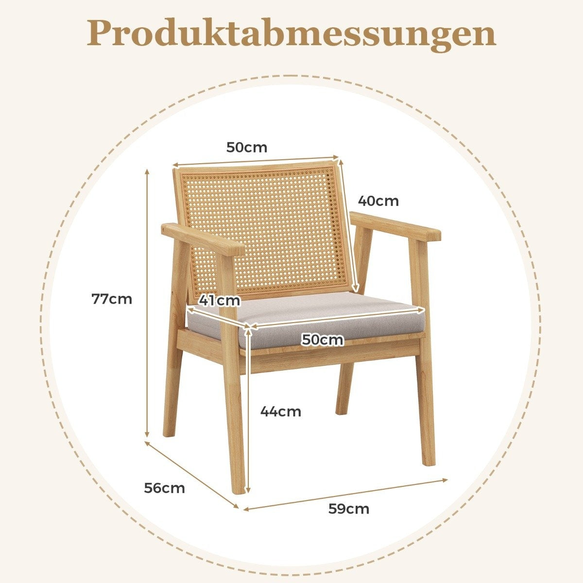 Set of 2 dining chairs with breathable rattan back and removable seat cushion