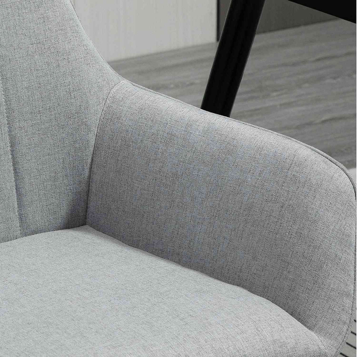 Set of 2 dining room chairs, upholstered chairs with breathable linen cover, for living room/kitchen, light gray, 59.5x56.5x81cm