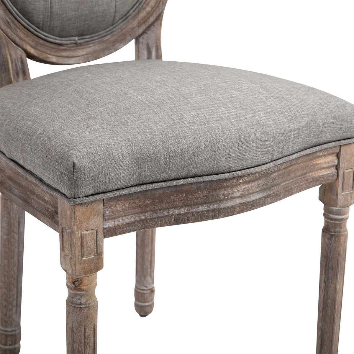 Set of 2 dining room chairs, upholstered chairs with breathable linen cover, living room chair in retro style, rubber wood, gray, 50 x 54.5 x 97 cm