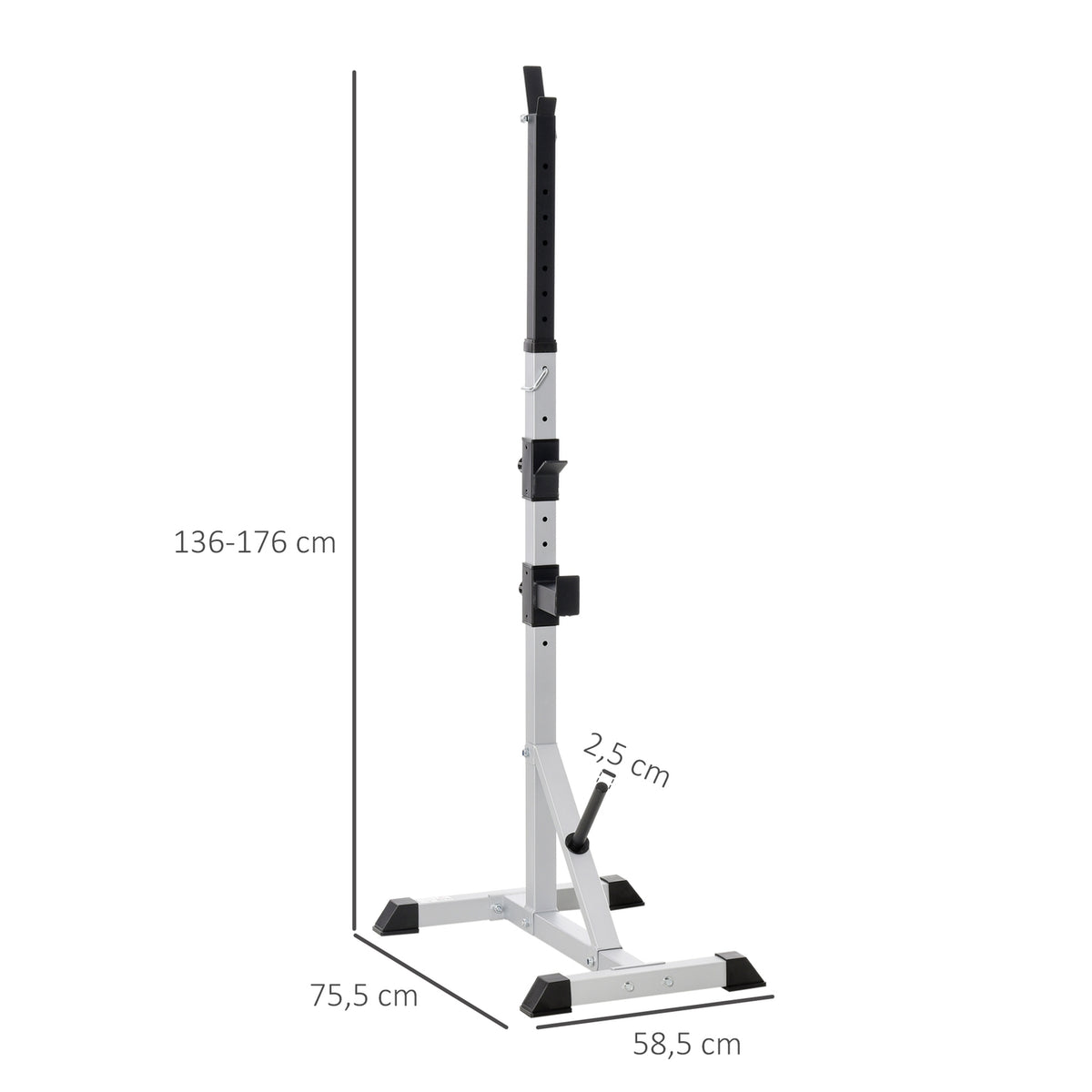 Set of 2 dumbbell stands, 3 levels, height adjustable, dumbbell rack made of steel, barbell rack, loadable up to 200 kg, squat rack, barbell stand, weight plate stand for strength training