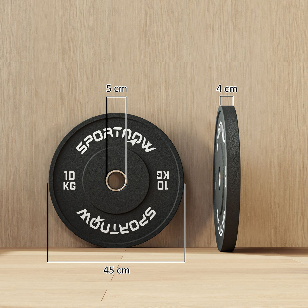 Set of 2 dumbbell weights, 2 x 10kg weights, weight plates set, weight plates for 5 cm dumbbell bar, Ø 50 mm bore, black