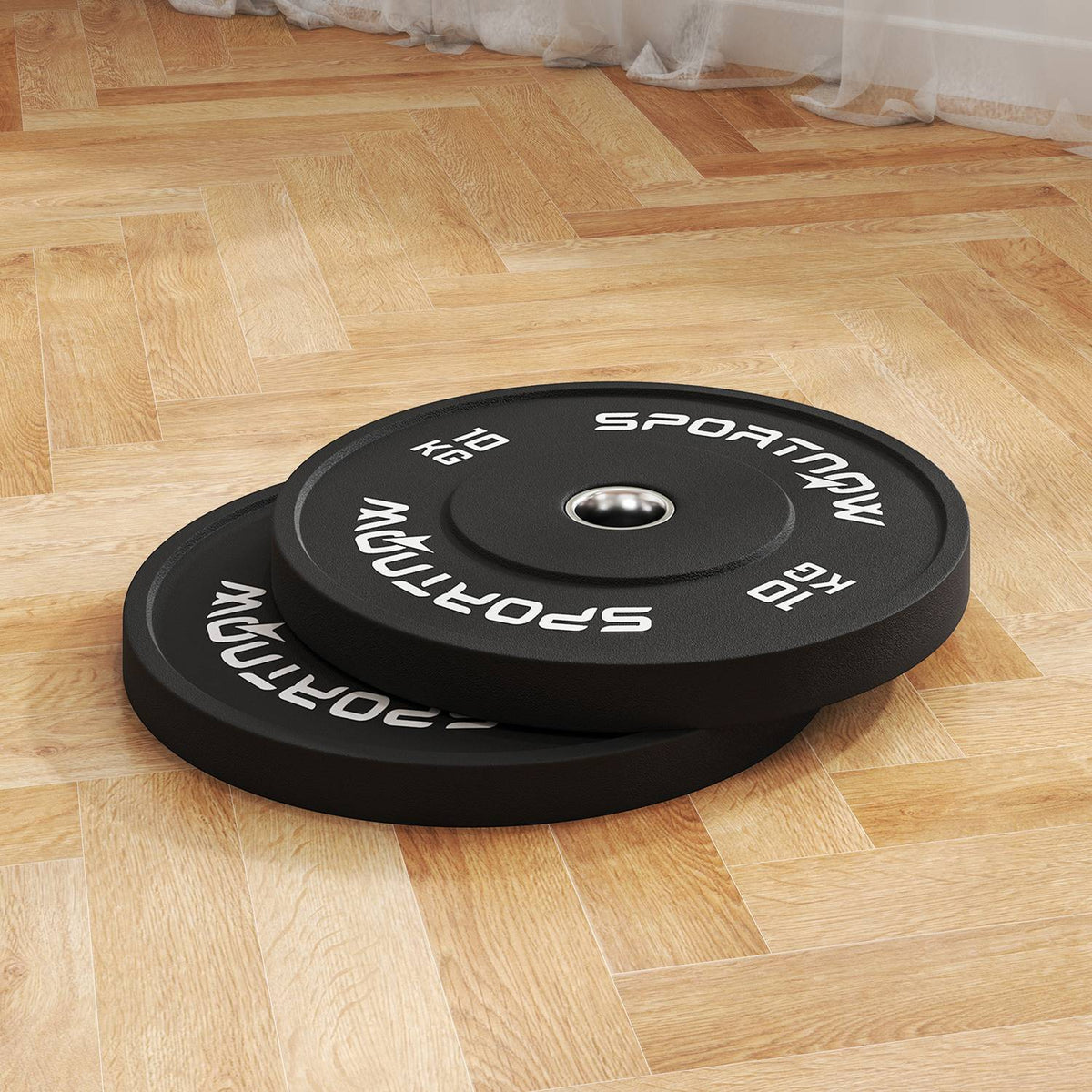 Set of 2 dumbbell weights, 2 x 10kg weights, weight plates set, weight plates for 5 cm dumbbell bar, Ø 50 mm bore, black